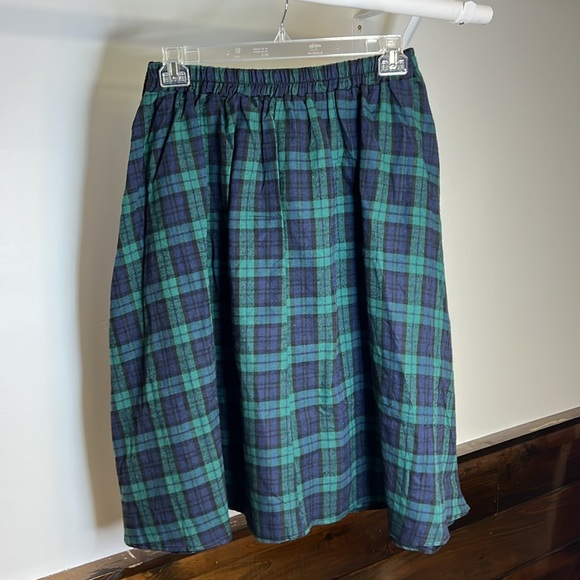 Amazon Green Plaid Skirt for Womens High Waist Aline Pleated Midi Skirt- L - Picture 2 of 9